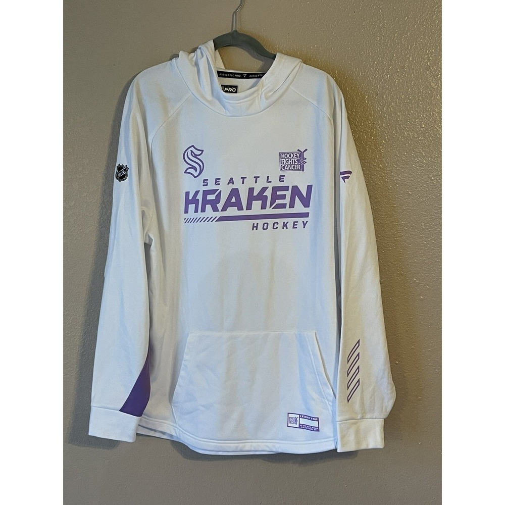 Men's 2XL NWOT Seattle Kraken Fanatics 2021 Hockey Fights Cancer Pullover Hoodie - Picture 1 of 9